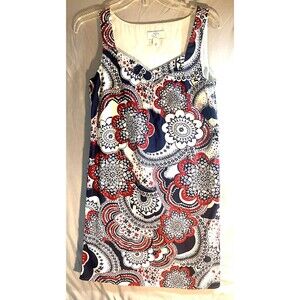 LOFT Ann Taylor Shift Dress Women 4P Petite Sleeveless Multicolor Mandala Print